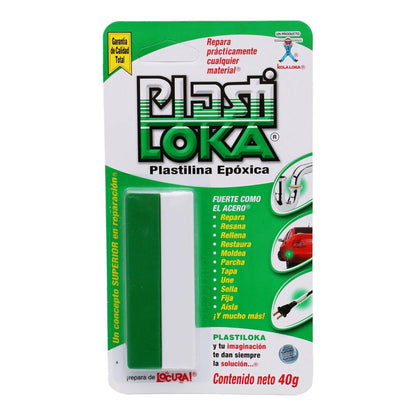 Plastilina Epoxica Plastiloka 40g Verde Kola Loka Reparación - Kola loka - empaque