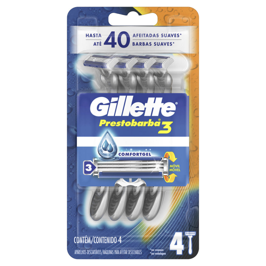 4pz Afeitadoras Desechables Gillette Prestobarba3 Comfortgel