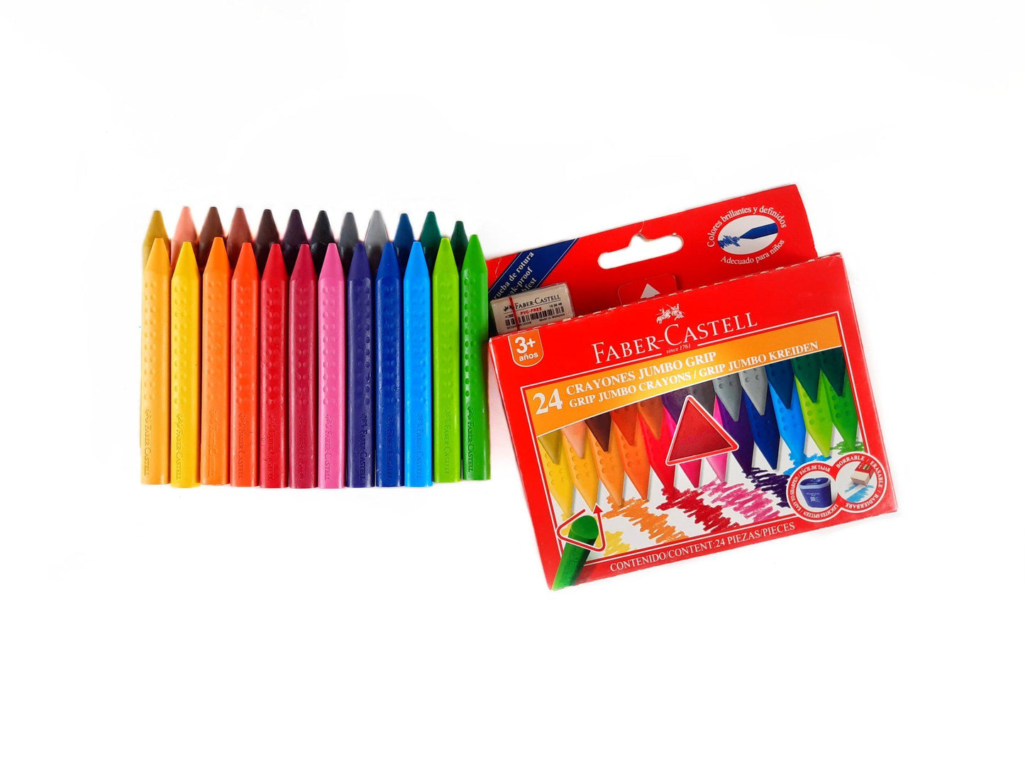 Crayones Jumbo Borrable Faber Castell Grip Triangular 24 Pz - MarchanteMX