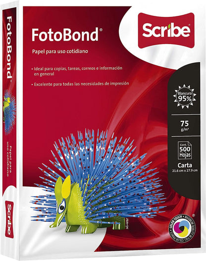 Papel Fotobond 500 Hojas Scribe Blanco Carta 95% Blancura