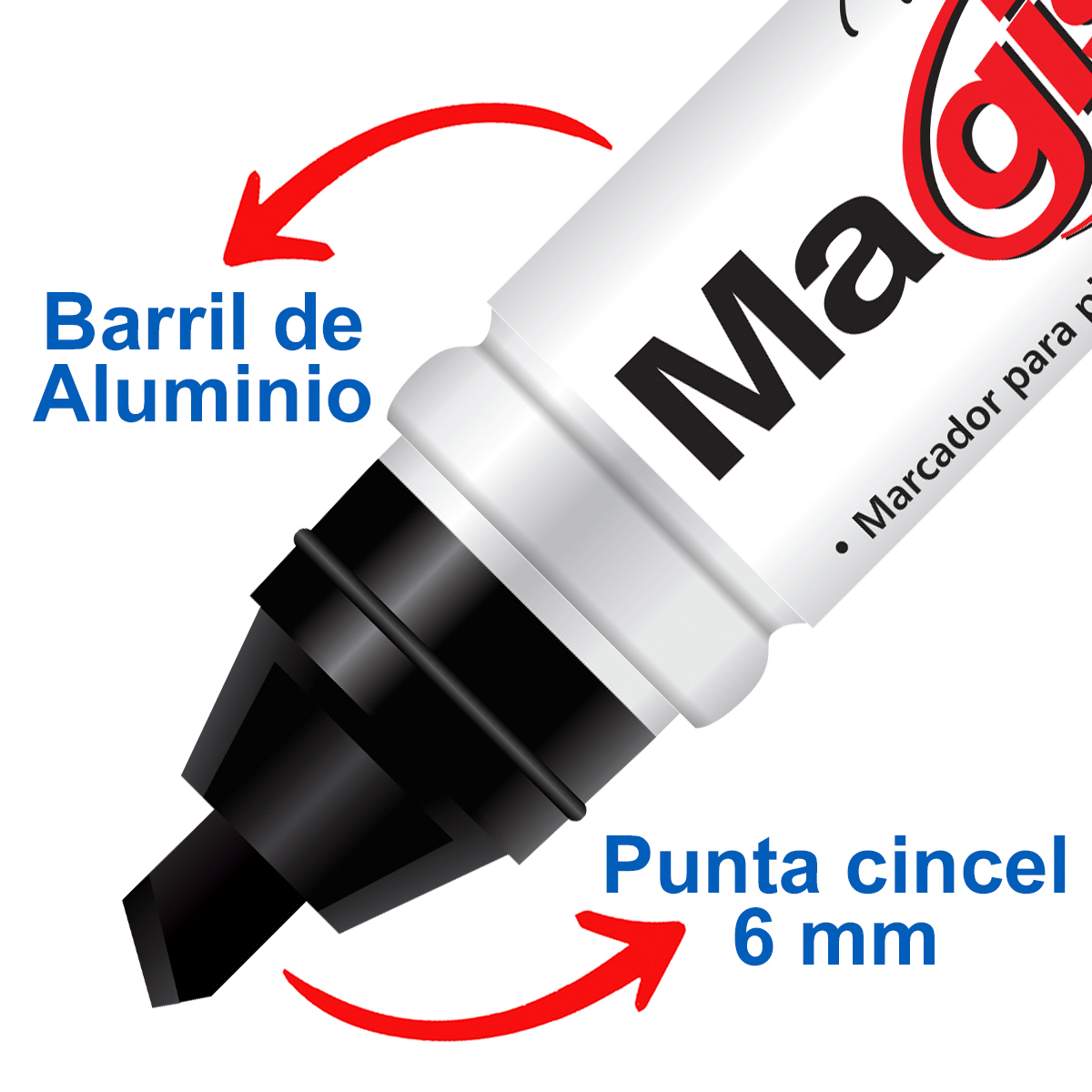 Marcadores Azor para Pizarrón Blanco 6mm Magistral Aluminio 4 Piezas
