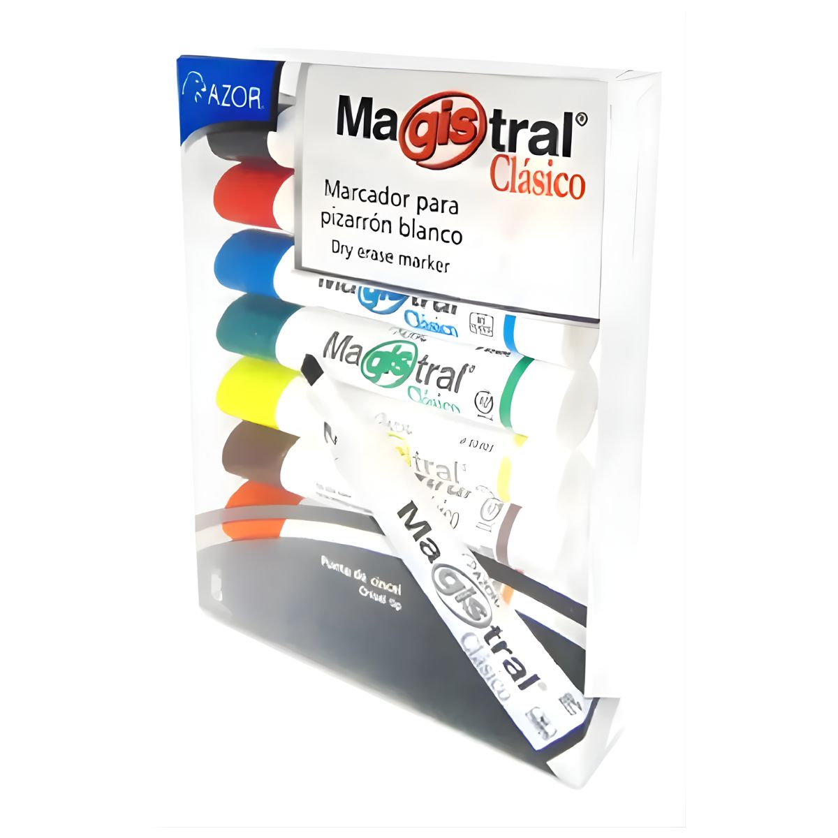 5 Pack 8 Marcadores Pizarron Magistral Clasico 6mm Azor Colores