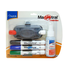 Marcadores Azor Pizarron Blanco Magistral 4 Piezas + Borrador + Liquido