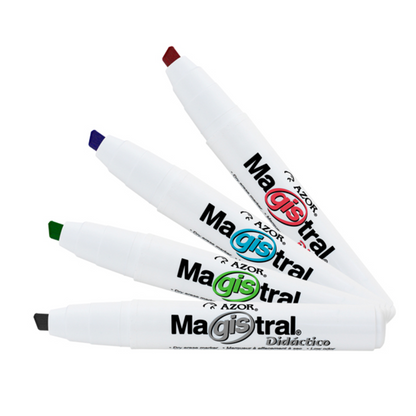 Marcadores Azor Pizarron Blanco Magistral 4 Piezas + Borrador + Liquido
