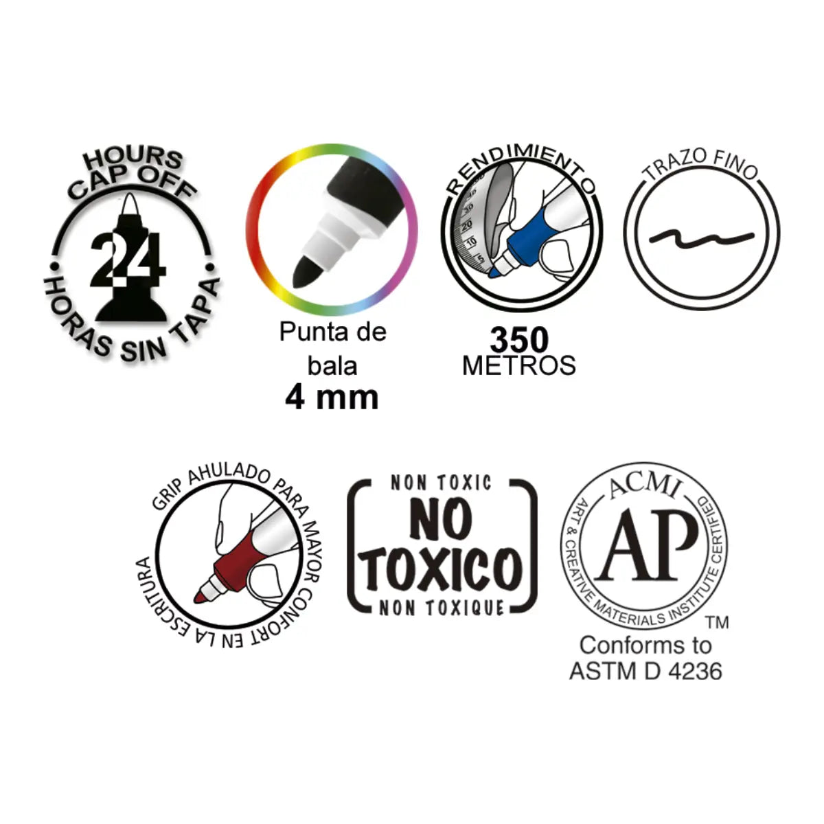 Marcadores Azor Pizarron Blanco Magistral Grip Bala 4mm 4 Piezas - Marchante MX