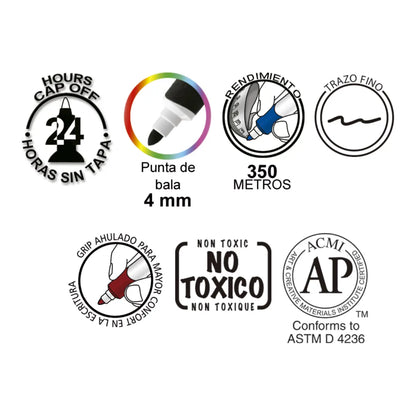 Marcadores Azor Pizarron Blanco Magistral Grip Bala 4mm 4 Piezas - Marchante MX