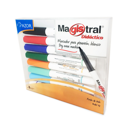 Marcadores Azor Pizarron Blanco 2mm Magistral Didactico 8 Piezas