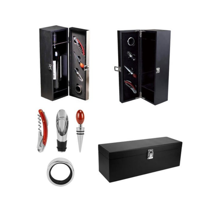 Set Vino Promoopcion Caja Madera Sacacorchos Destapador