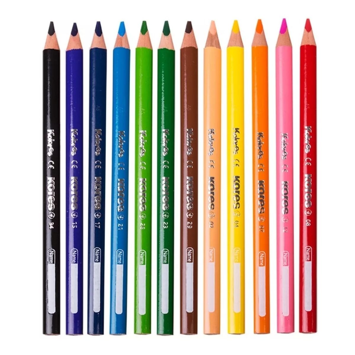 12 Colores Triangulares Jumbo Kores Punta 5mm + Sacapuntas