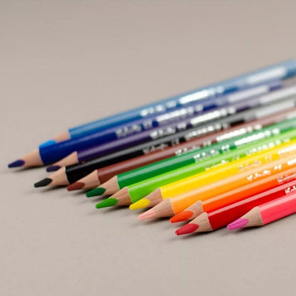 12 Colores Triangulares Jumbo Kores Punta 5mm + Sacapuntas