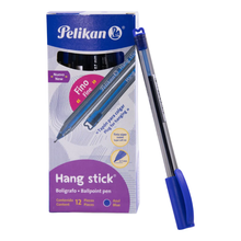 Caja 12 Pz Boligrafo Hang Stick Pelikan Punta Aguja Azul