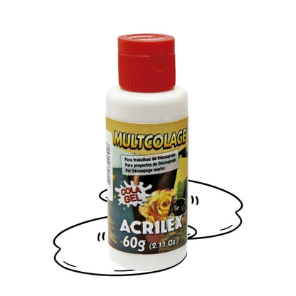 Pegamento Multicolage Artesanal  Acrilex Decoupage 60 ml - Acrilex - vista lateral