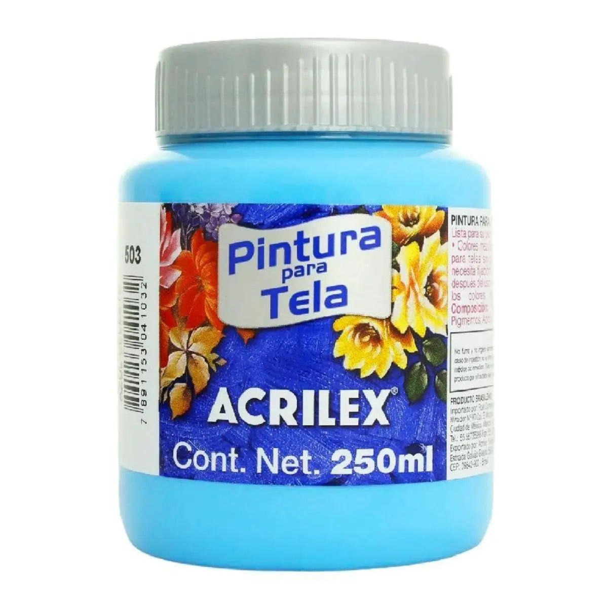 Pintura Tela Acabado Mate Acrilex 250 Ml Varios Colores Azul Celeste - Roel