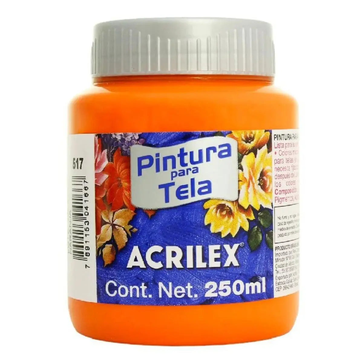 Pintura Tela Acabado Mate Acrilex 250 Ml Varios Colores Naranja - Roel