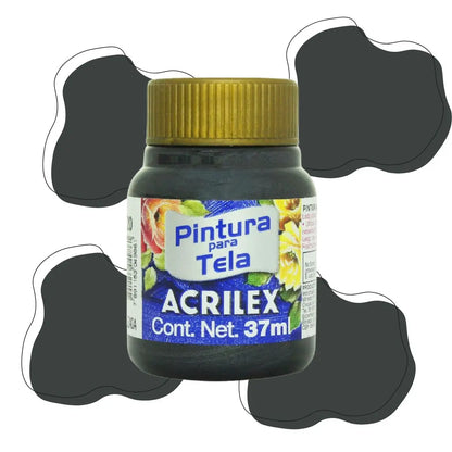 Pintura Acrilica Metalizada Tela Acrilex 37ml Color a Escoger Negro - Roel - vista lateral