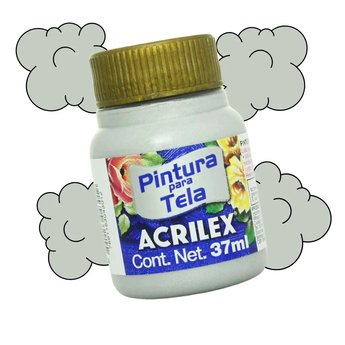 Pintura Acrilica Metalizada Tela Acrilex 37ml Color a Escoger Plateado - Acrilex - empaque