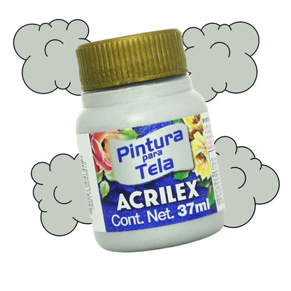 Pintura Acrilica Metalizada Tela Acrilex 37ml Color a Escoger Plateado - Acrilex - empaque