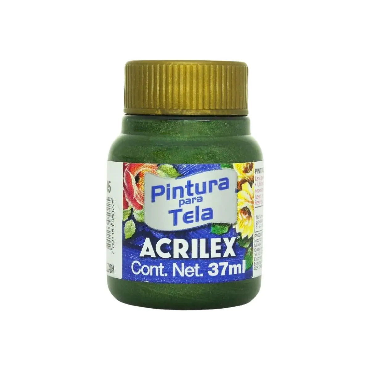 Pintura Acrilica Metalizada Tela Acrilex 37ml Color a Escoger Verde Oliva - Roel - detalle