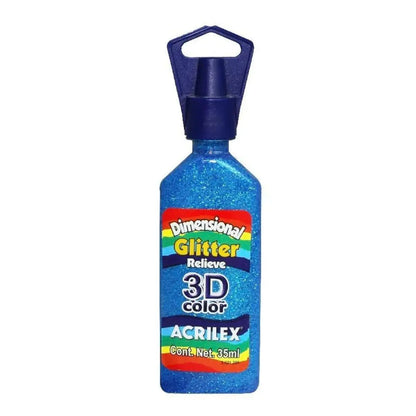 Pintura Tela Glitter Relieve 35ml Acrilex 3d Varios Colores Azul - Acrilex