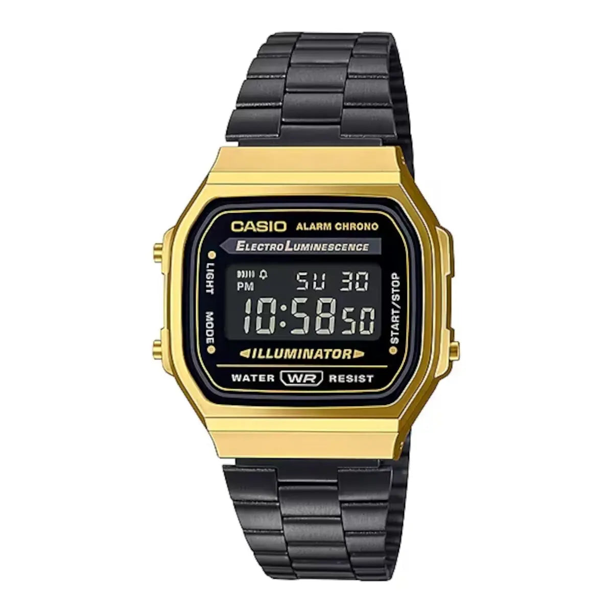 Reloj Digital Casio Acero Inoxidable Color Negro/Dorado A168wegb-1b - Casio