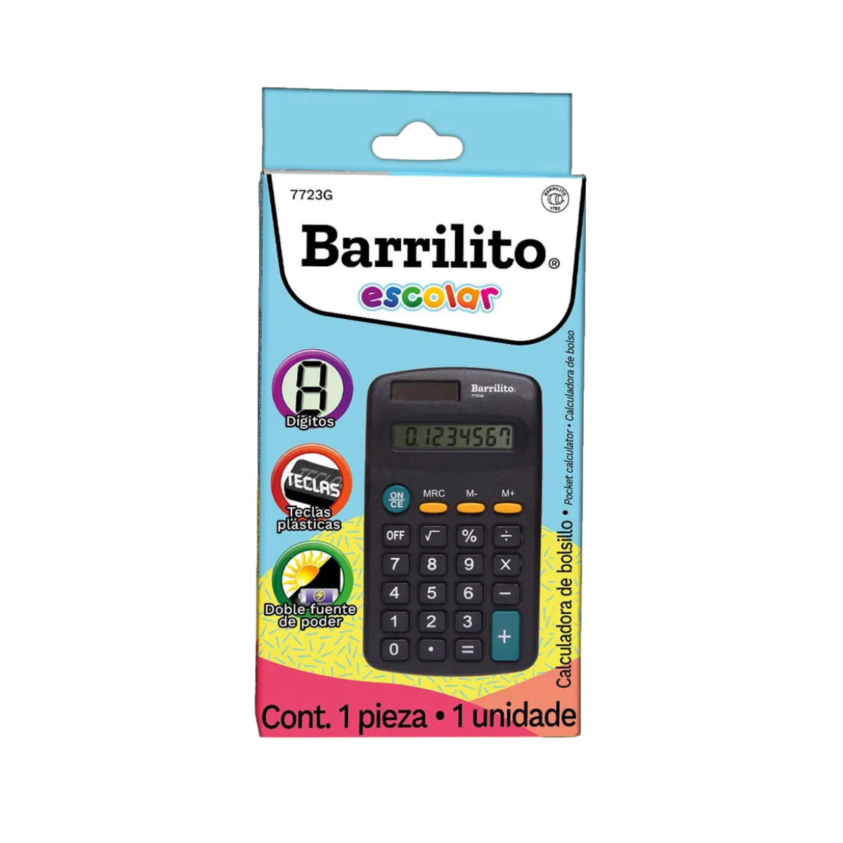Calculadora Bolsillo Barrilito 7723g C/negro 8 Digitos Negro