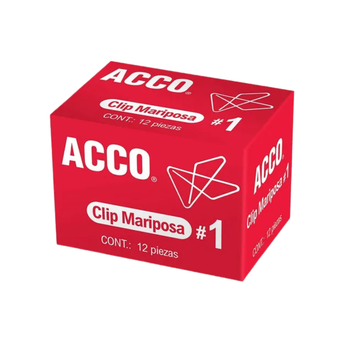 3 Cajas Clip Mariposa No. 1 Acco 12pz/cu Plateado