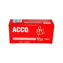 12 Sujetadores Mediano 32mm Acco Clip Sujeta Documentos