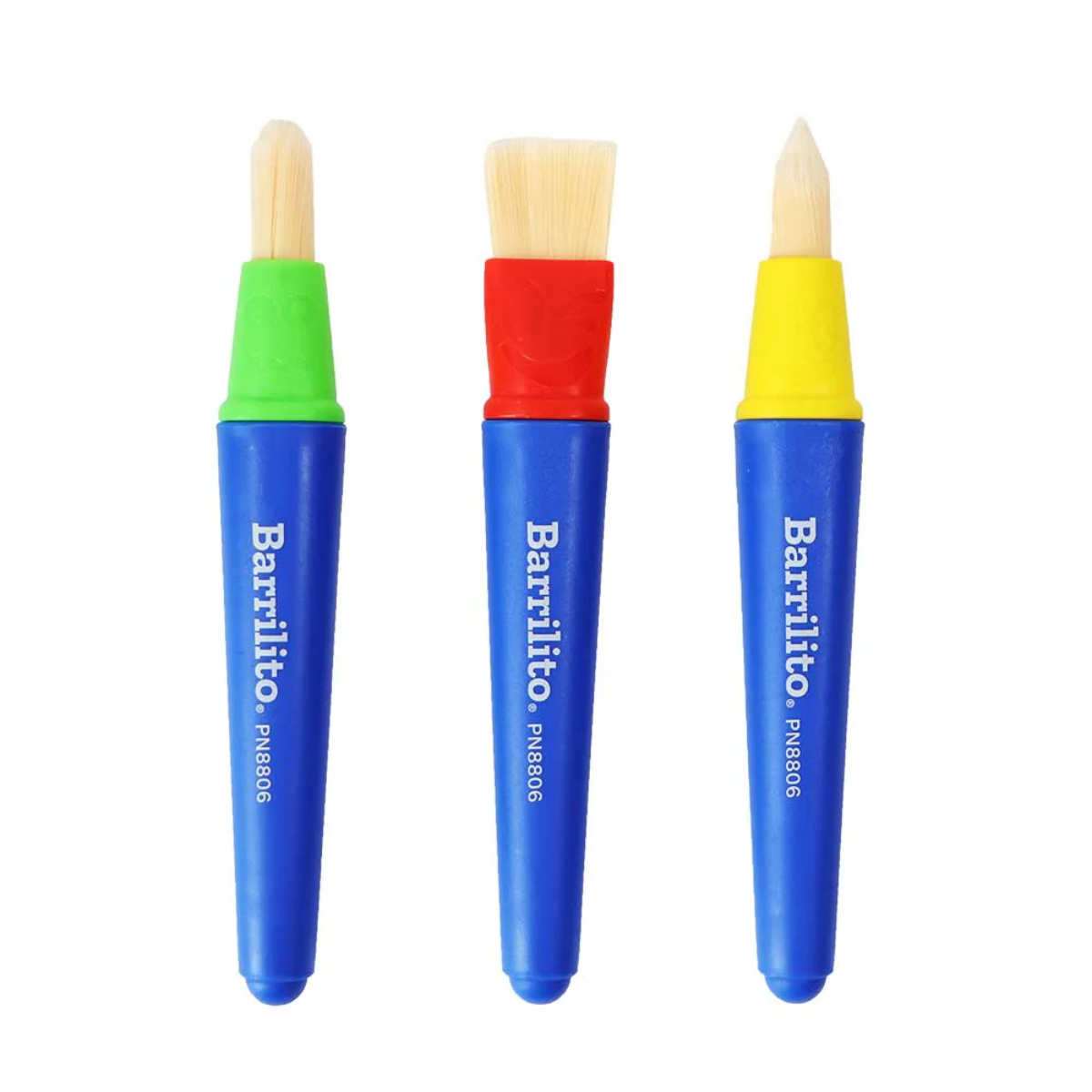 Paquete 3 Pinceles Escolares Barrilito Nylon Cerdas Crema