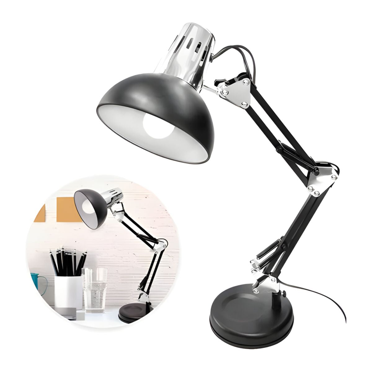 Lampara De Escritorio 2 En 1 40 W Base E27 Negro Adir