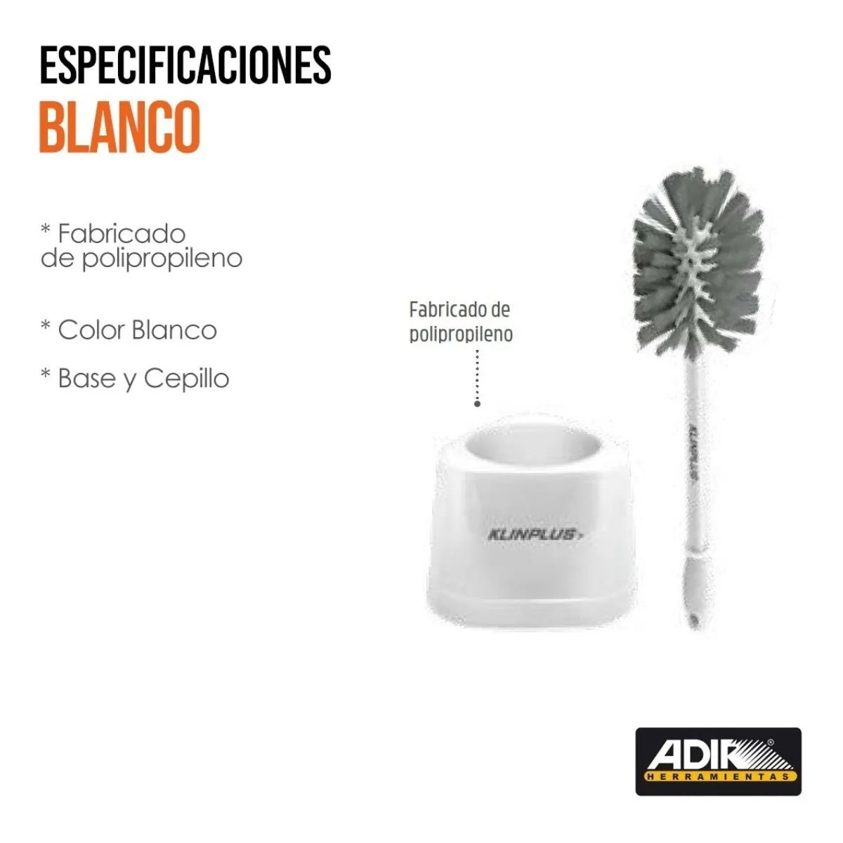 Cepillo Baño Adir Sanitario Blanco Base Cepillo