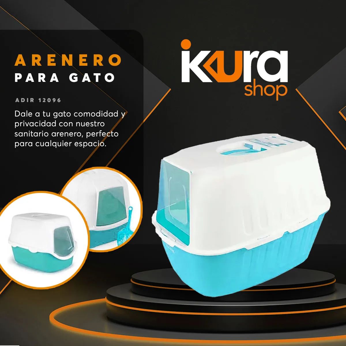 Arenero Adir Gato Cerrado Pala Filtro Sanitario Azul