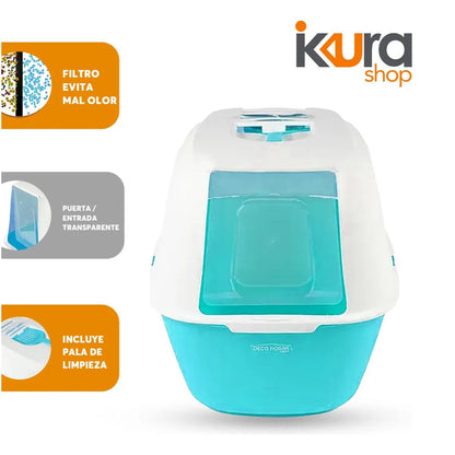 Arenero Adir Gato Cerrado Pala Filtro Sanitario Azul