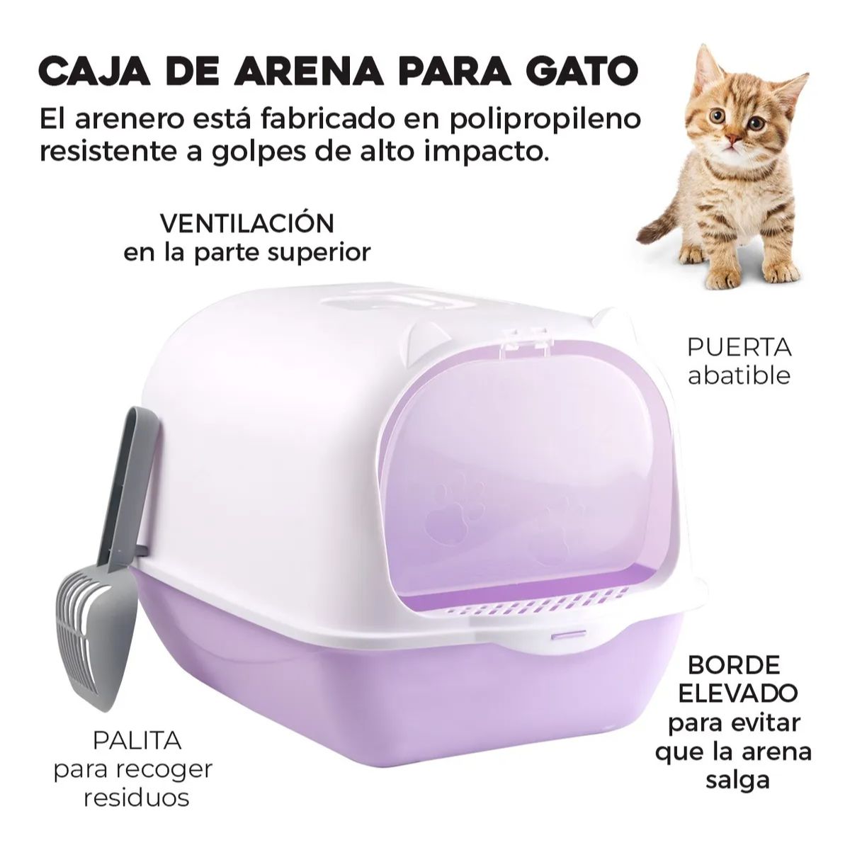 Arenero Adir Cerrado Gatos Sanitarios Pala Morado