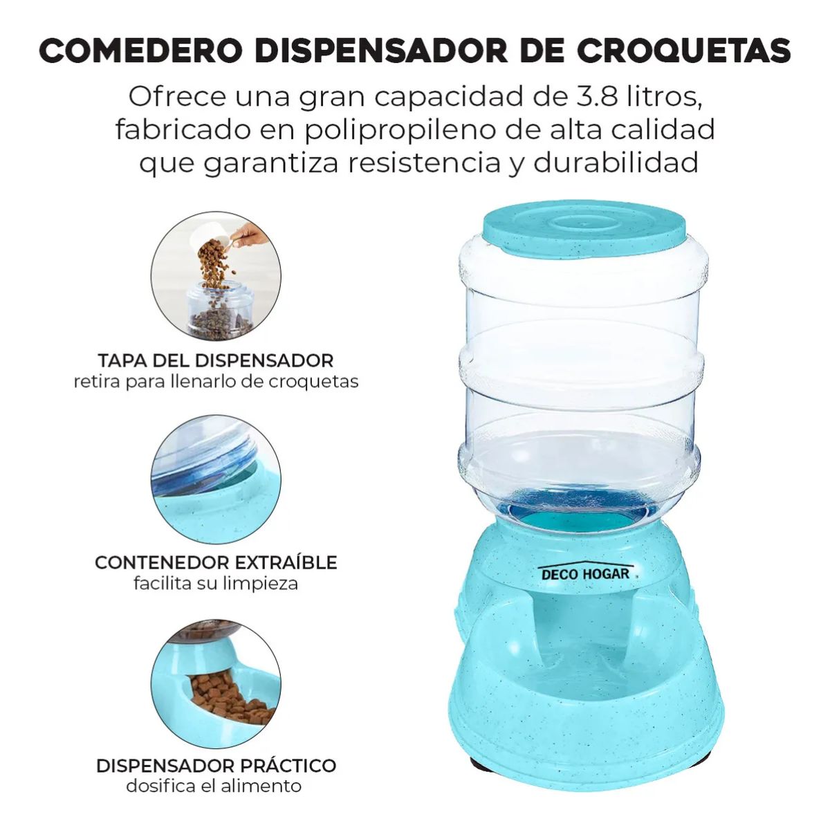 Comedero Automatico Adir Dispensador Croqueta Azul 3.8 L