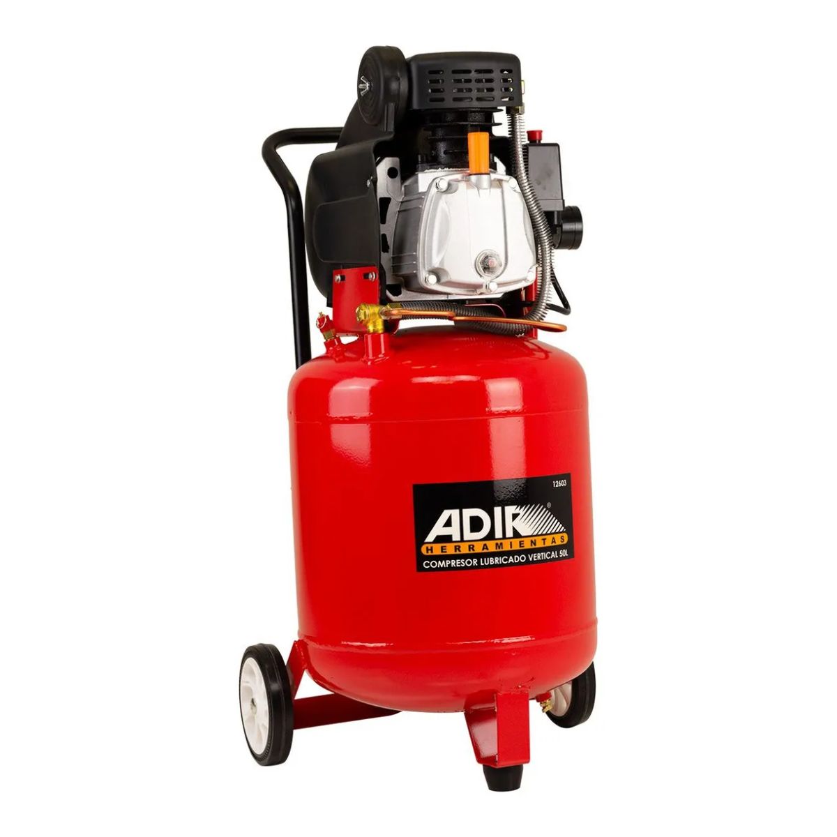 Compresor Eléctrico Lubricado Vertical 3.5hp 50 Lts 116 Psi Adir12603 Color Rojo Versátil Eficaz