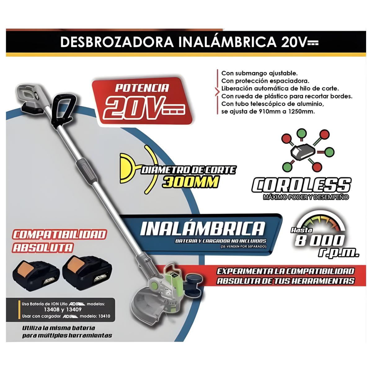 Desbrozadora Inalambrica Adir 20V