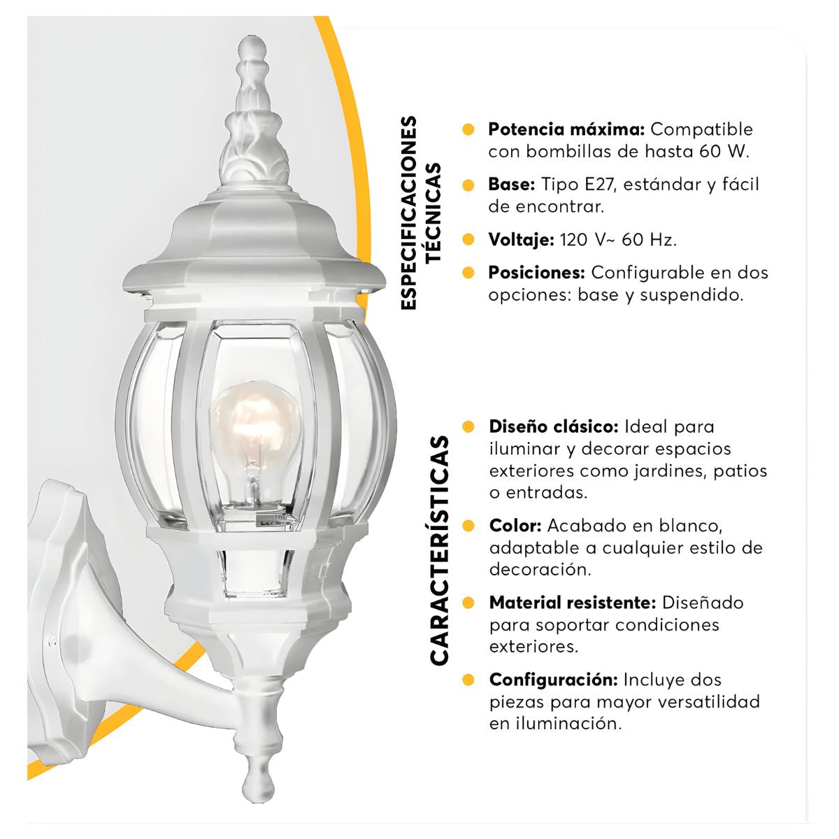 Farol Colonial Blanco Adir