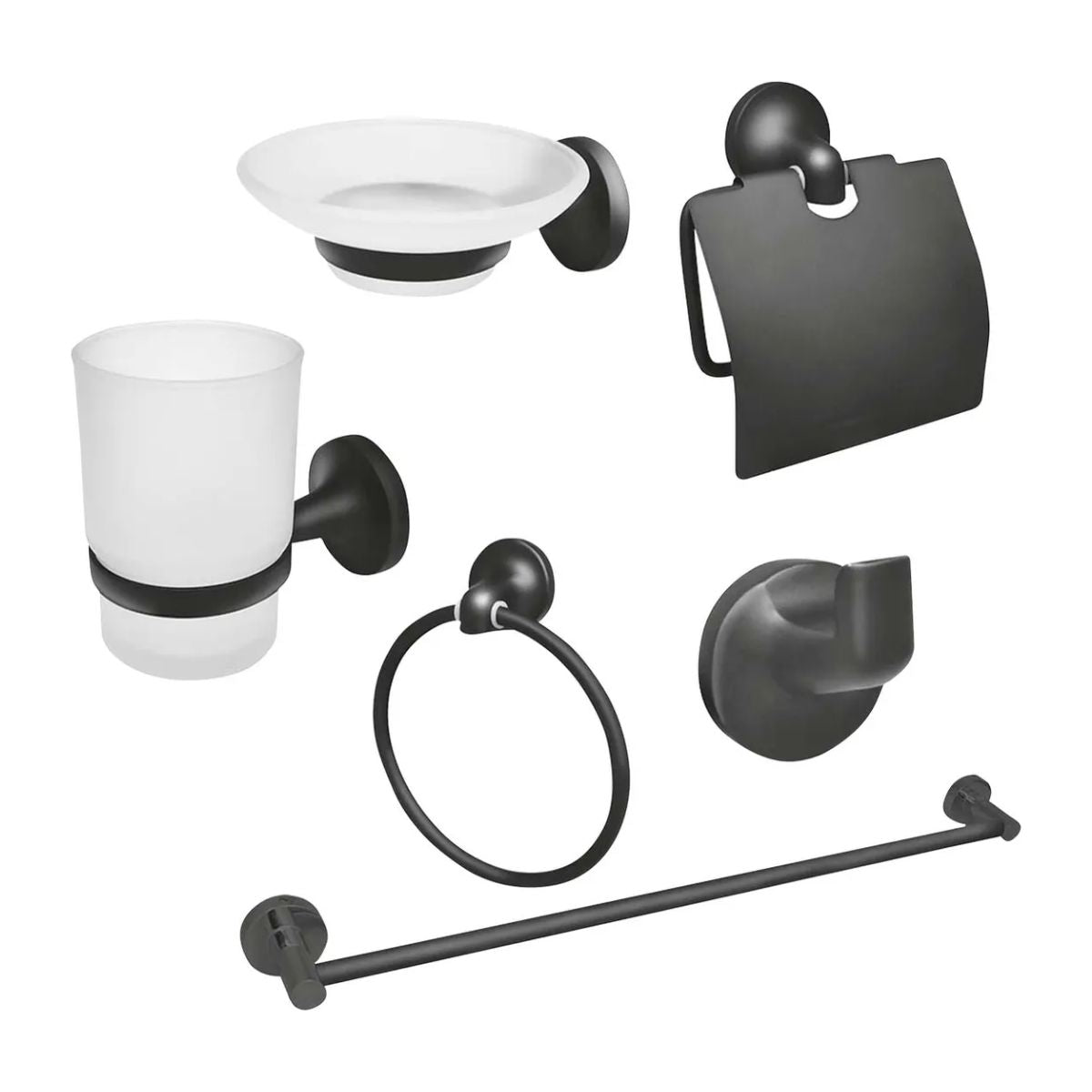 Juego De Accesorios Para Baño Maxflu 16250 Negro Mate
