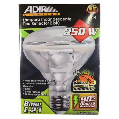 Lampara Incandescente Reflector 250w E-27 Vitrinas Calor Luz Cálida