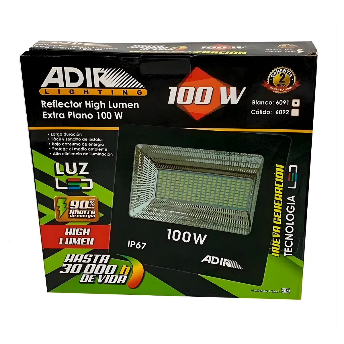 Reflector Smd Led Extra Plano 100 W Nueva Generacion Blanco Adir