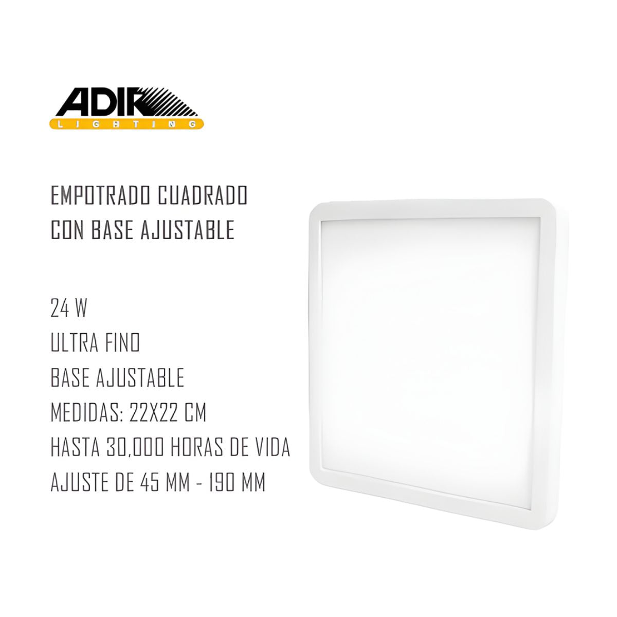 Panel LED Empotrado Ultrafino Cuadrado Adir 24W
