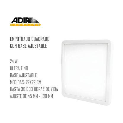 Panel LED Empotrado Ultrafino Cuadrado Adir 24W