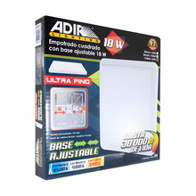 Empotrado Cuadrado Con Base Ajustable 18W Luz Calida Adir