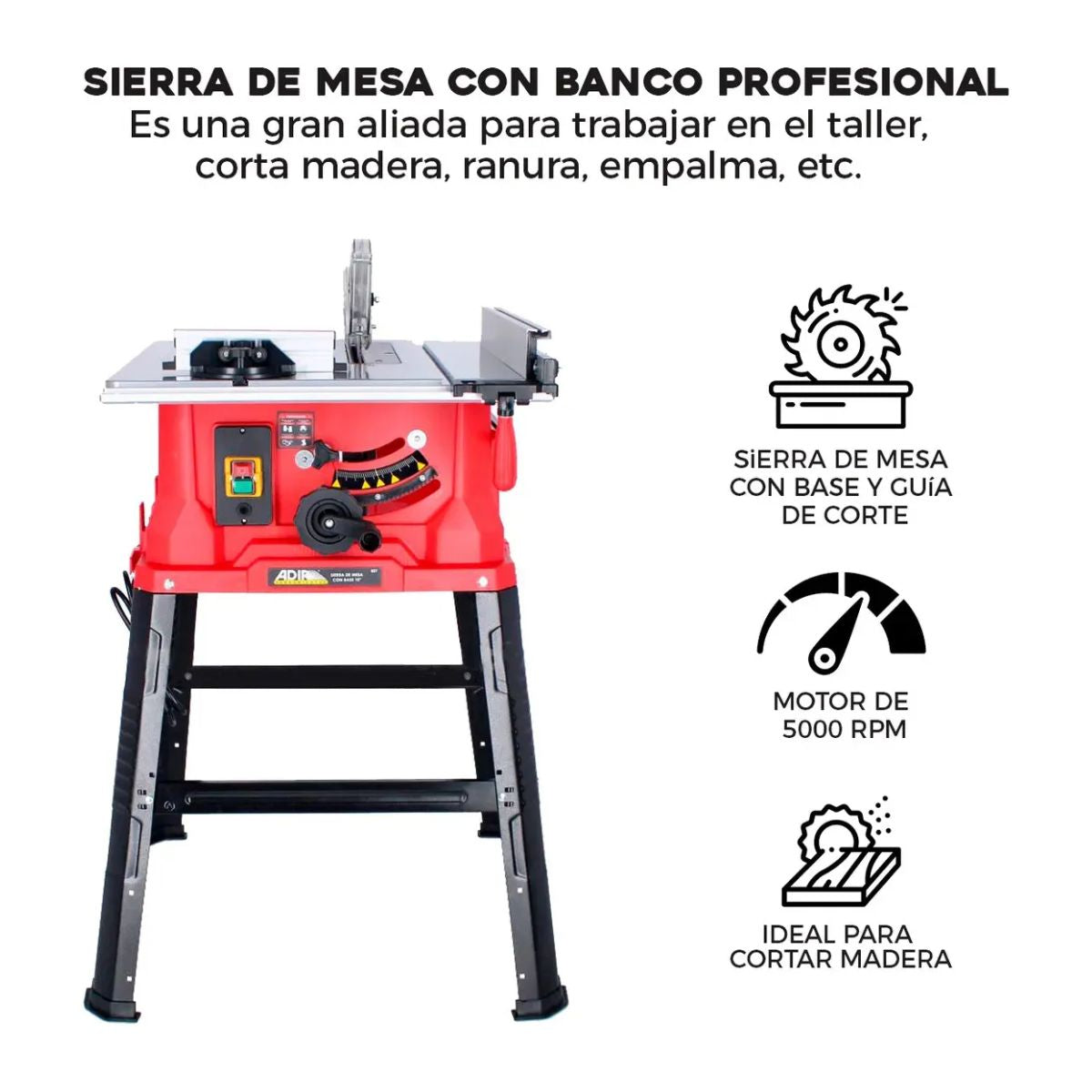 Sierra De Mesa Adir 10 Banco Profesional Ángulos Corte