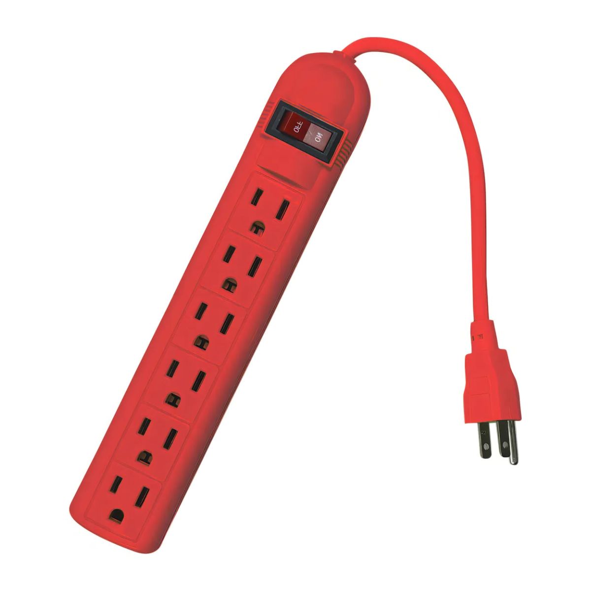 Multicontacto Con 6 Entradas Rojo Interruptor Encendido Mavr