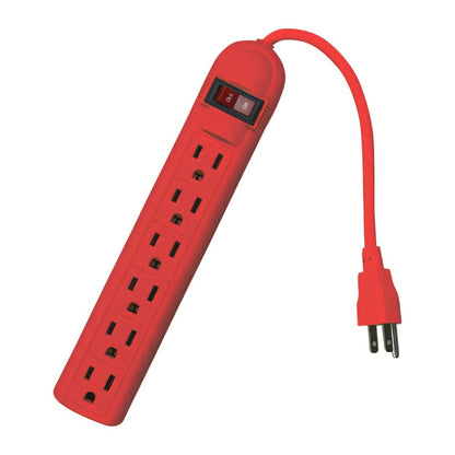 Multicontacto Con 6 Entradas Rojo Interruptor Encendido Mavr