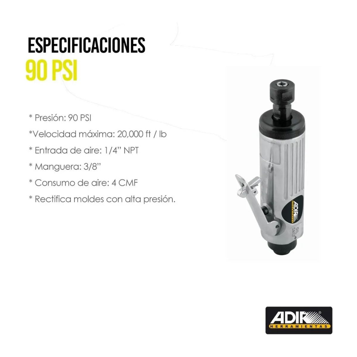 Rectificador Neumático Mototool 90 Psi Adir 850 Frecuencia