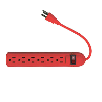 Multicontacto Con 6 Entradas Rojo Interruptor Encendido Mavr