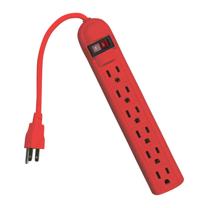 Multicontacto Con 6 Entradas Rojo Interruptor Encendido Mavr