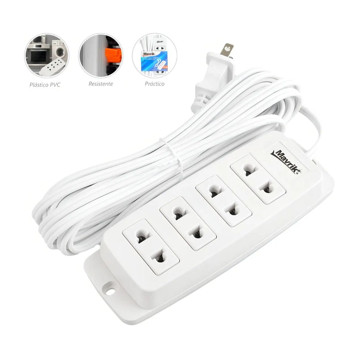 Multicontacto Cable Extensión Eléctrica 2 En 1 Doméstico